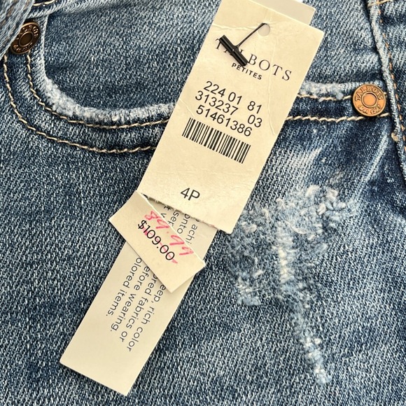 Talbots Flawless Denim Jeans Womens 4P Slim Ankle Distressed Light Wash NWT - Picture 4 of 8